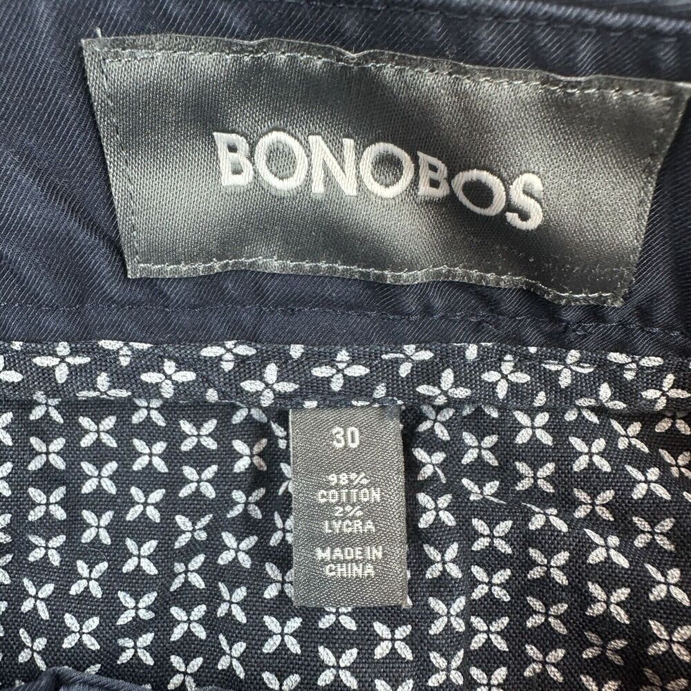Bonobos Washed Chino Shorts Men 30 7" Inseam Navy Buttoned Rear Pockets - Picture 7 of 10